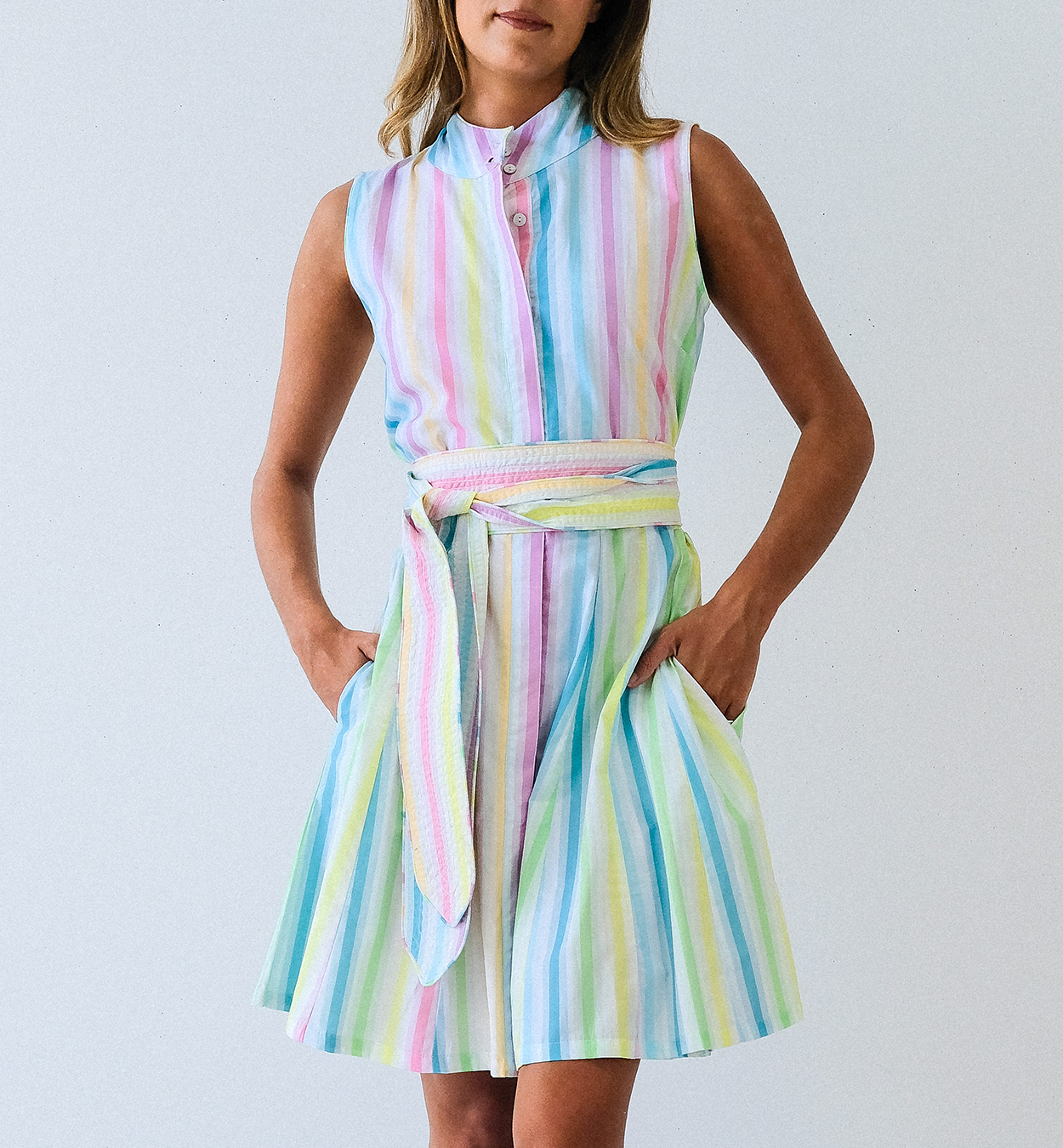 Rainbow Girlfriend Short Sleeveless Panel Dress