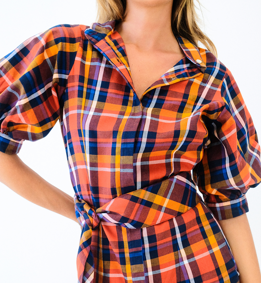 Saffron Check Tie Top- FINAL SALE