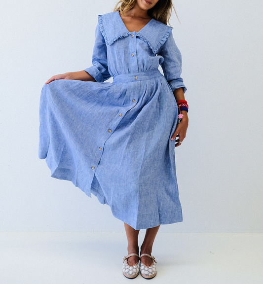 Chambray Linen Scandi Dress - FINAL SALE