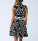 Black & Cream Ikat Short Sleeve Panel Dress