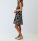 Black & Cream Ikat Short Sleeve Panel Dress