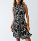 Black & Cream Ikat Short Sleeve Panel Dress