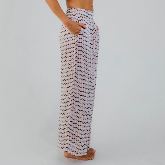 Art Deco Pastel Modal Resort Wide Leg Pant