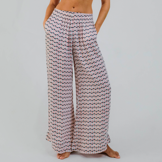 Art Deco Pastel Modal Resort Wide Leg Pant