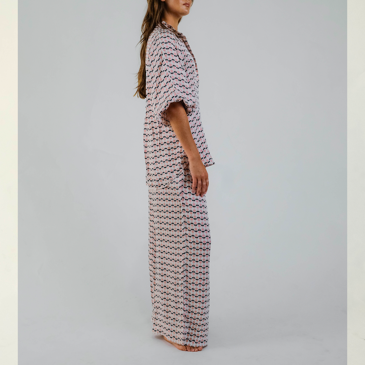 Art Deco Pastel Modal Resort Wide Leg Pant