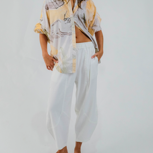 Premium Linen Stretch Barrel Pant