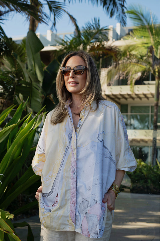 Marbled Butterfly Shirt in Pink