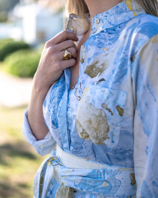 Marbled Panel Dress in Blue