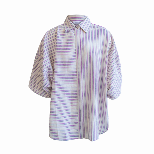 Lavender Stripe Linen Butterfly shirt