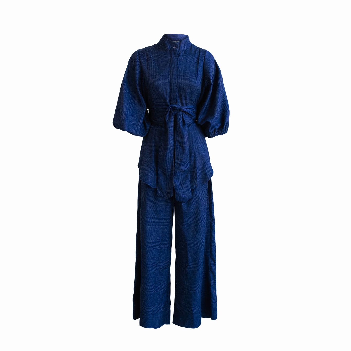 London Prince of Wales Balloon Sleeve Belted Top