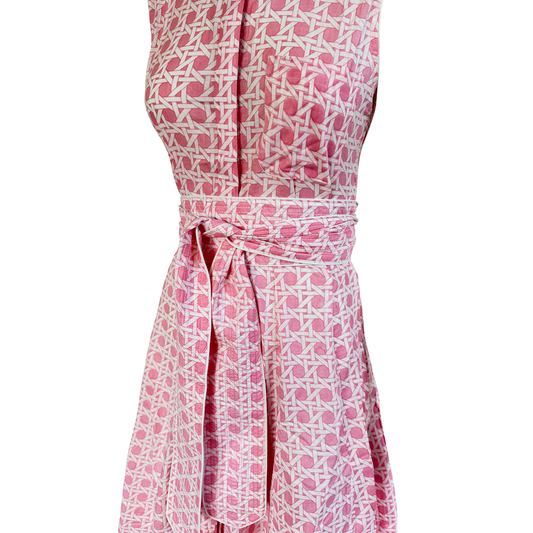 Palm Beach Pink Rattan Print Sleeveless Panel Dress