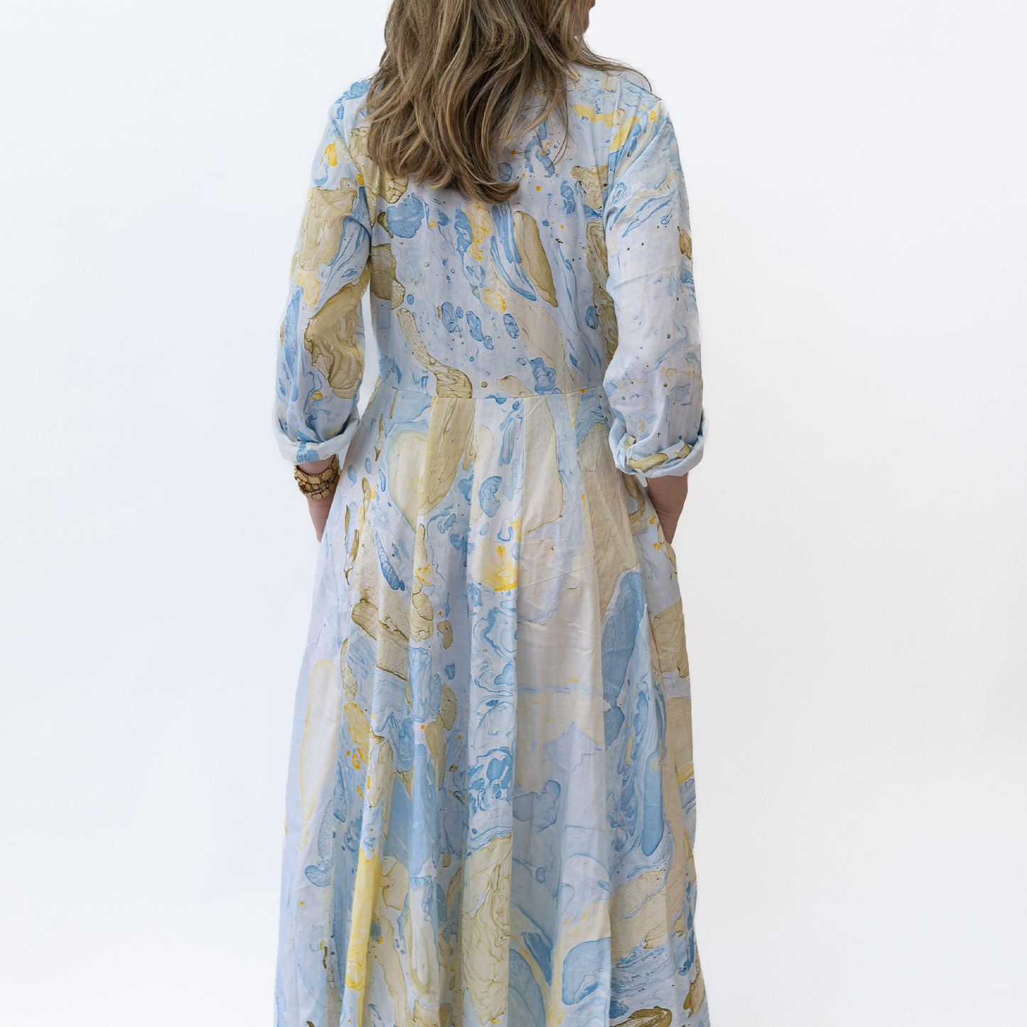 Marbled Panel Dress in Blue
