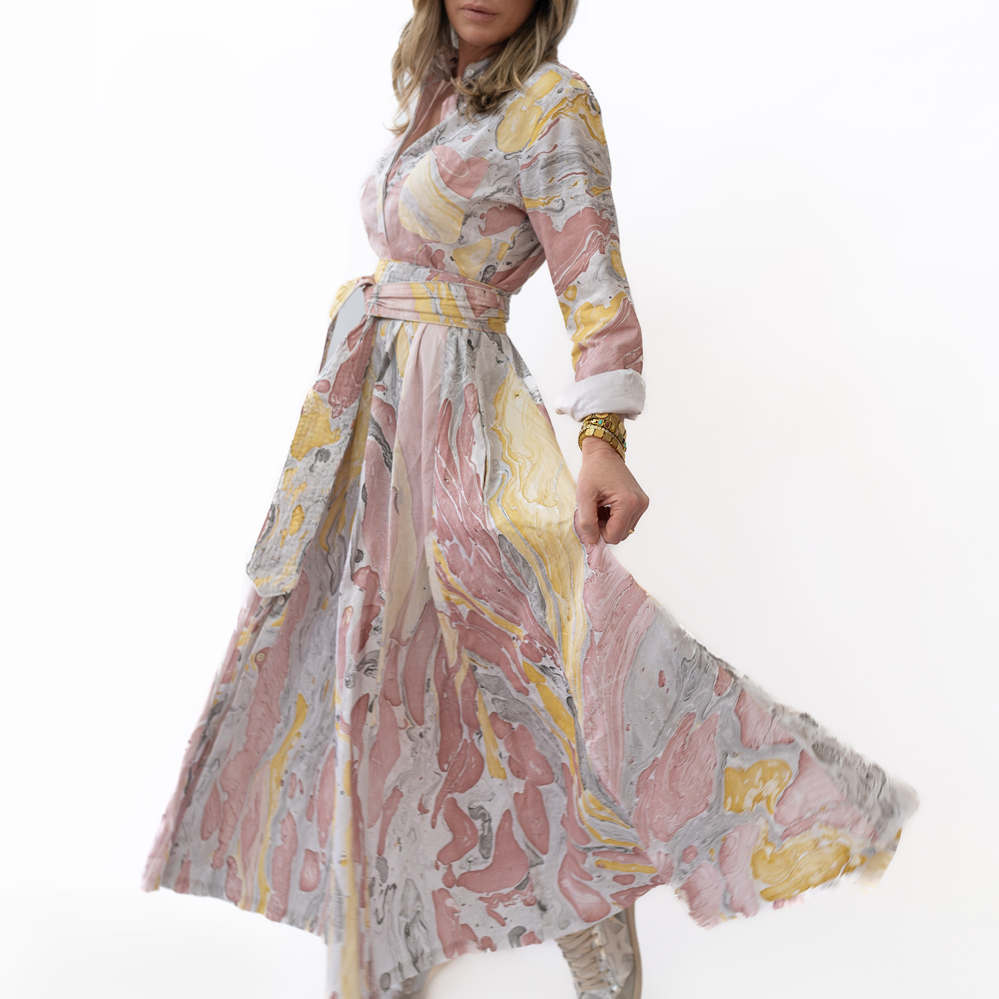 Marbled Panel Dress in Pink