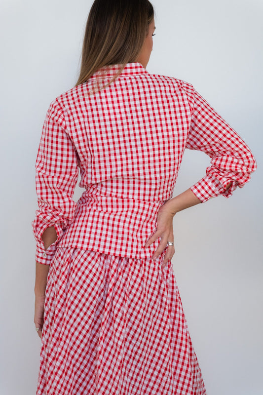 Cherry Check Collection Tie Top