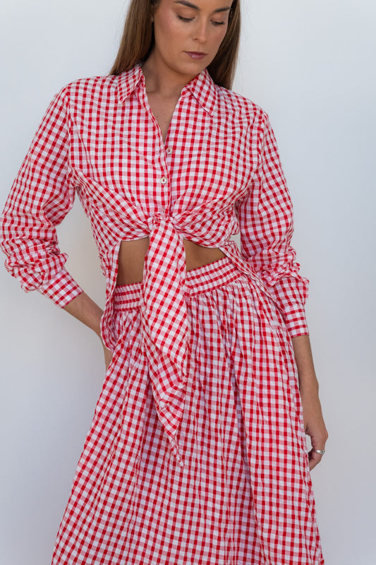 Cherry Check Collection Tie Top