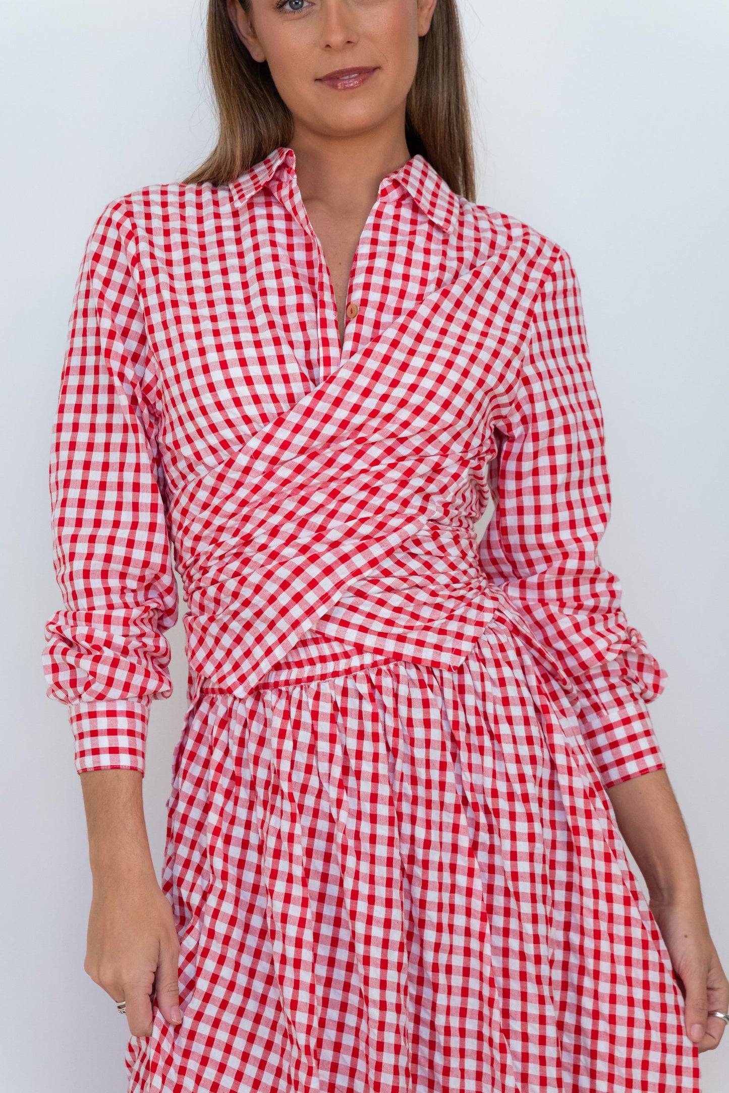 Cherry Check Collection Tie Top