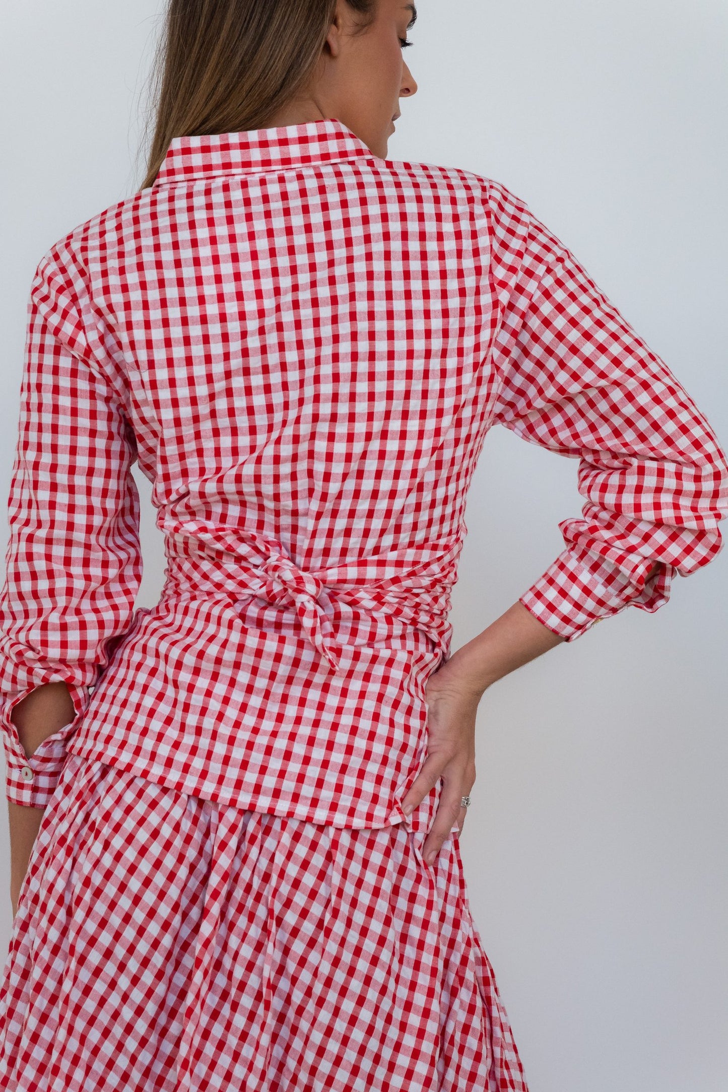 Cherry Check Collection Tie Top