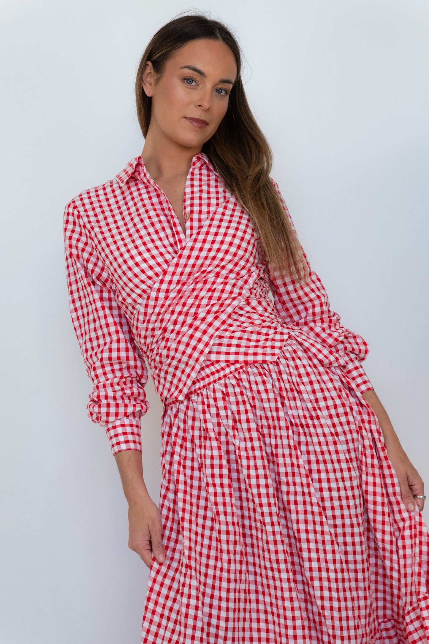 Cherry Check Collection Tie Top