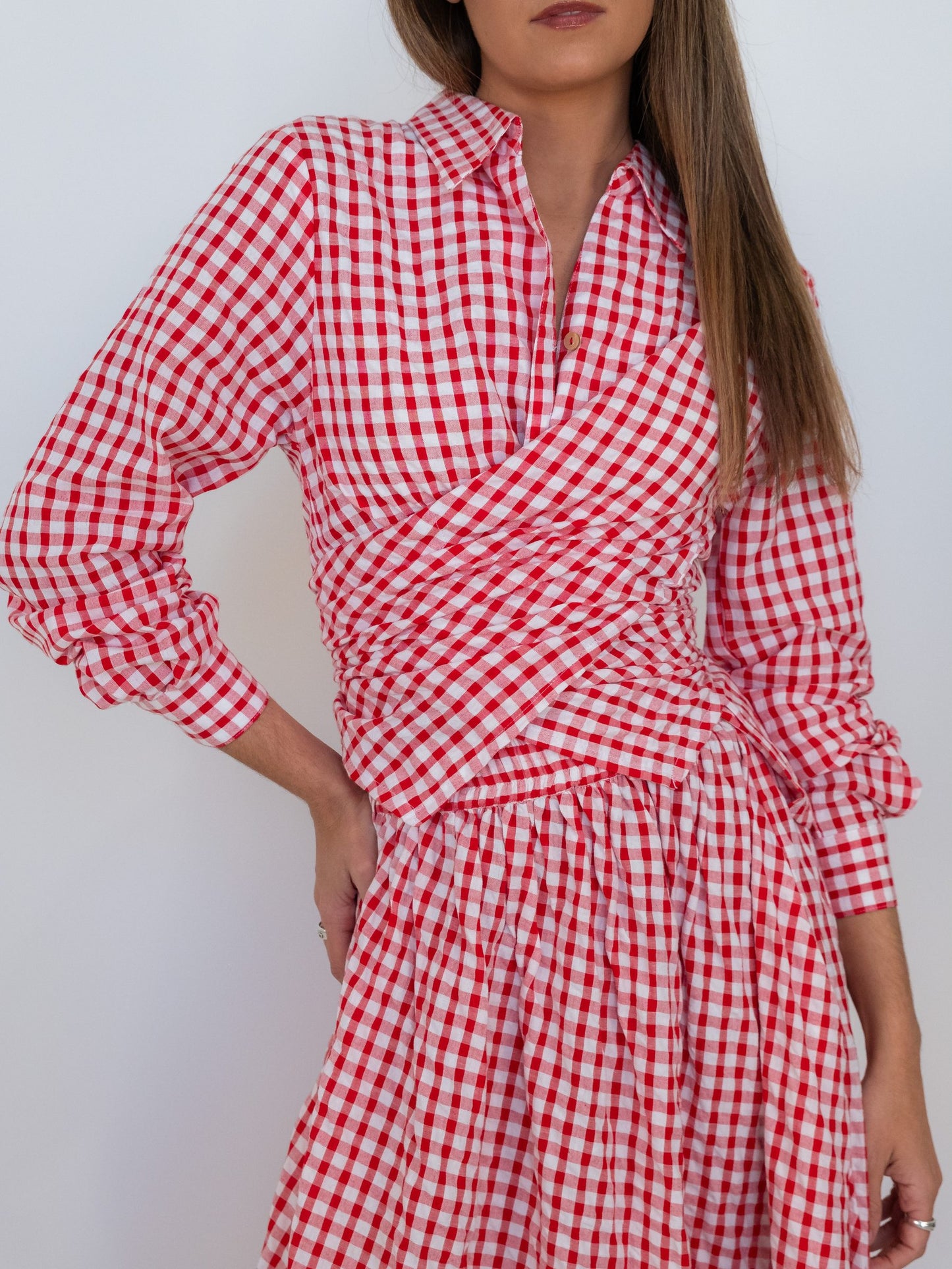 Cherry Check Collection Tie Top