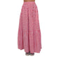 Cherry Check Tiered Cotton Maxi Skirt