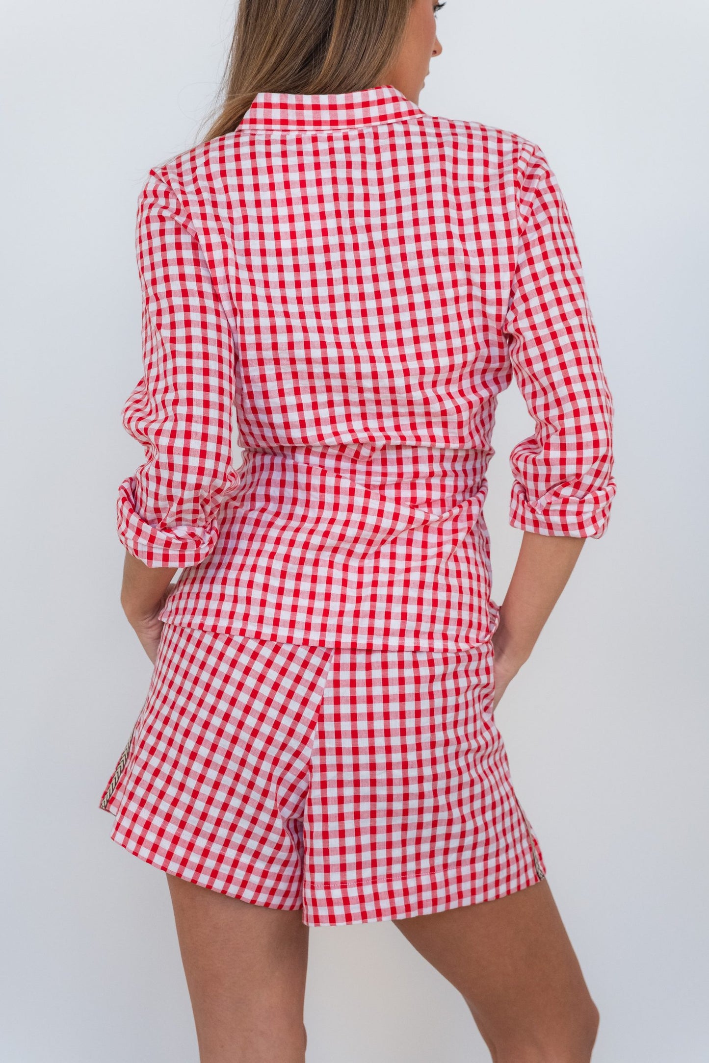 Cherry Check Collection Tie Top