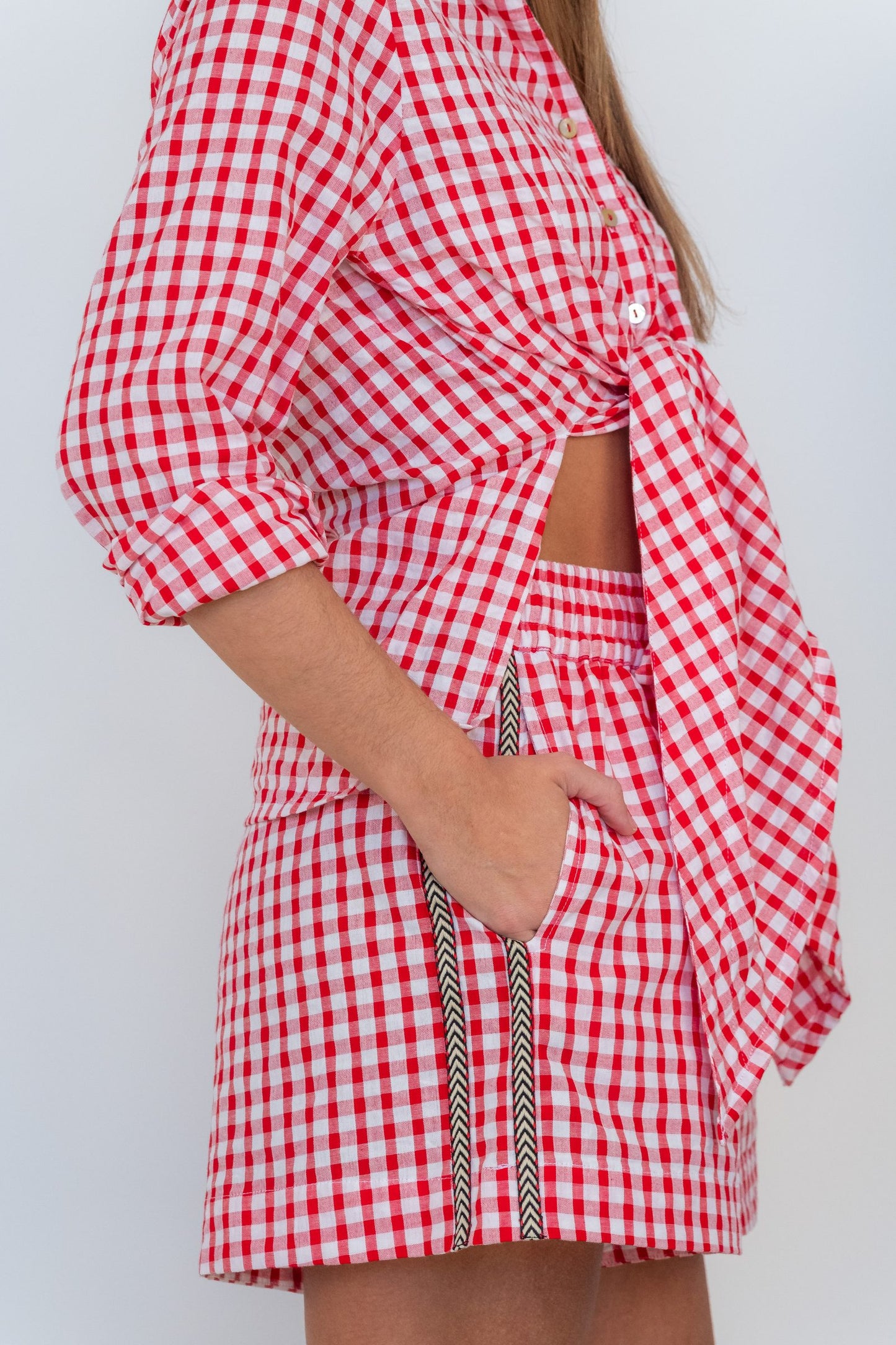 Cherry Check Collection Tie Top