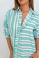 Verde Riviera Long Ruffled Shirt Dress – Green Striped