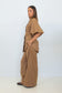 Cappuccino Check Lux Balloon Sleeve Belted Shirt