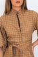 Cappuccino Check Lux Balloon Sleeve Belted Shirt