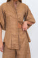 Cappuccino Check Lux Balloon Sleeve Belted Shirt