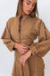 Cappuccino Check Lux Balloon Sleeve Belted Shirt