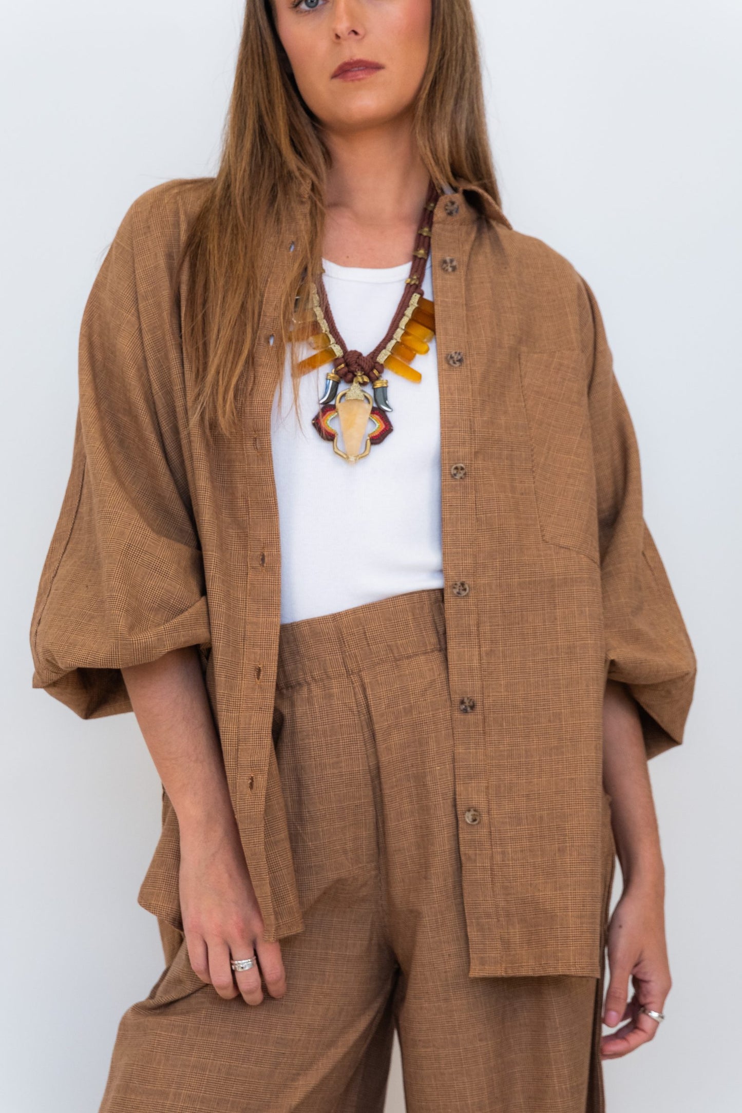 Chocolate Prince of Wales Butterfly Shirt