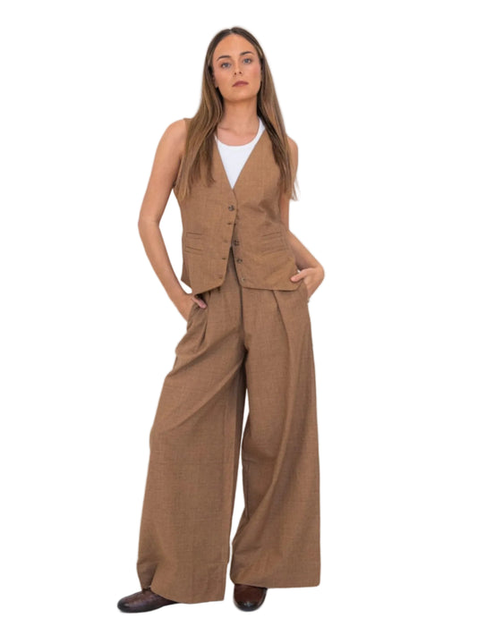 Chocolate Prince of Wales  Wide Leg Pant
