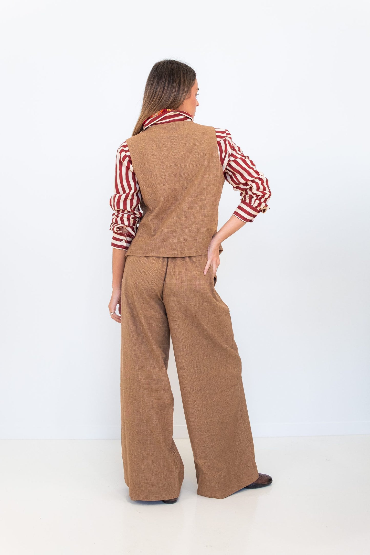 Chocolate Prince of Wales  Wide Leg Pant