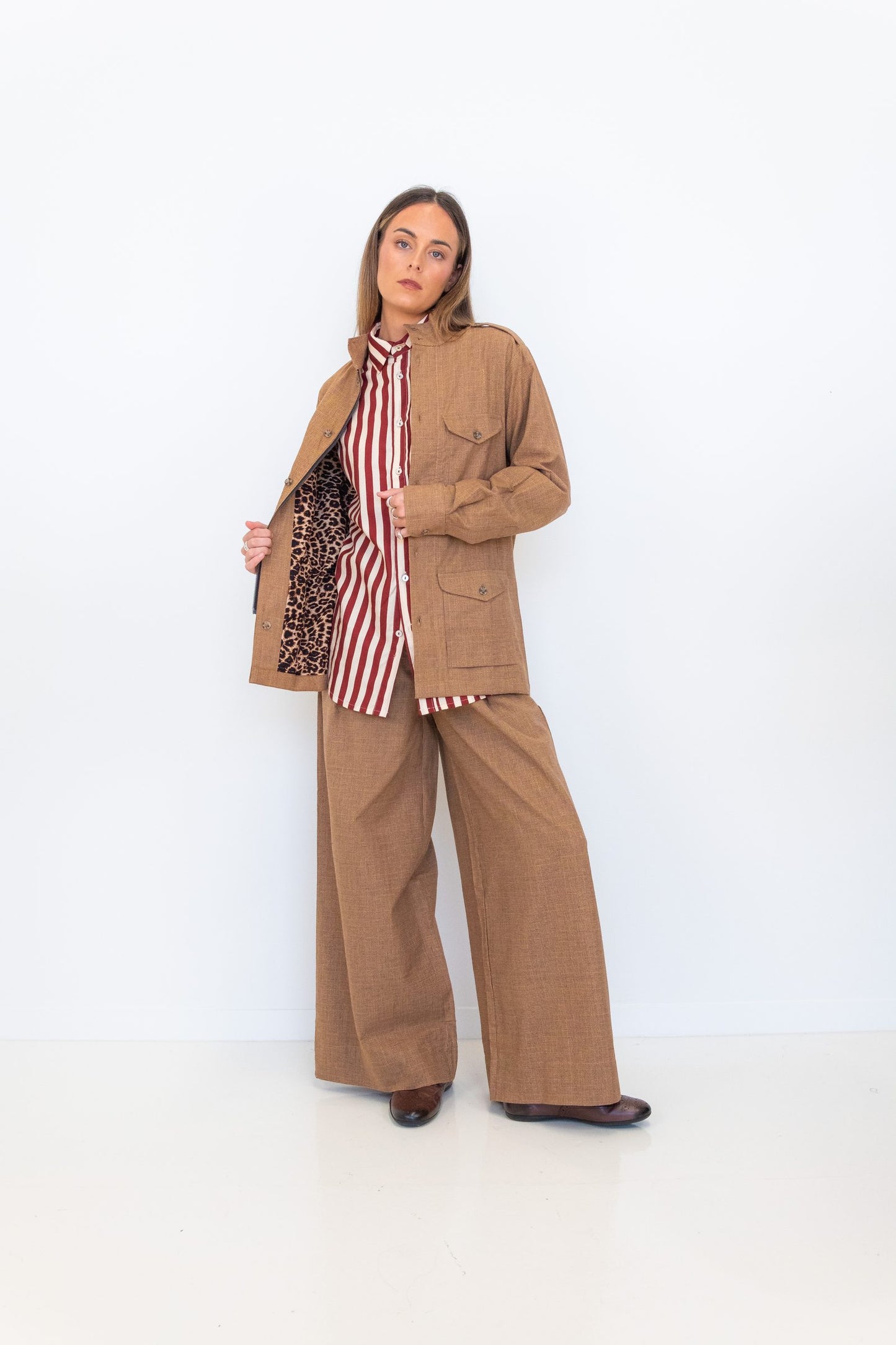 Chocolate Prince of Wales Cargo Jacket