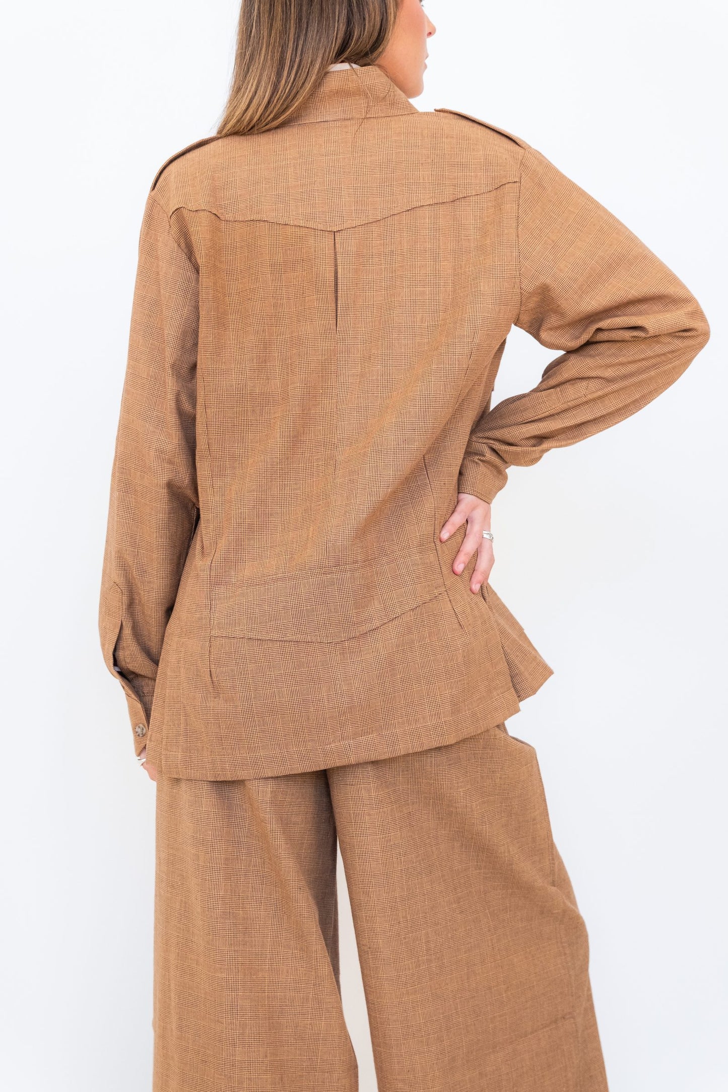 Chocolate Prince of Wales Cargo Jacket