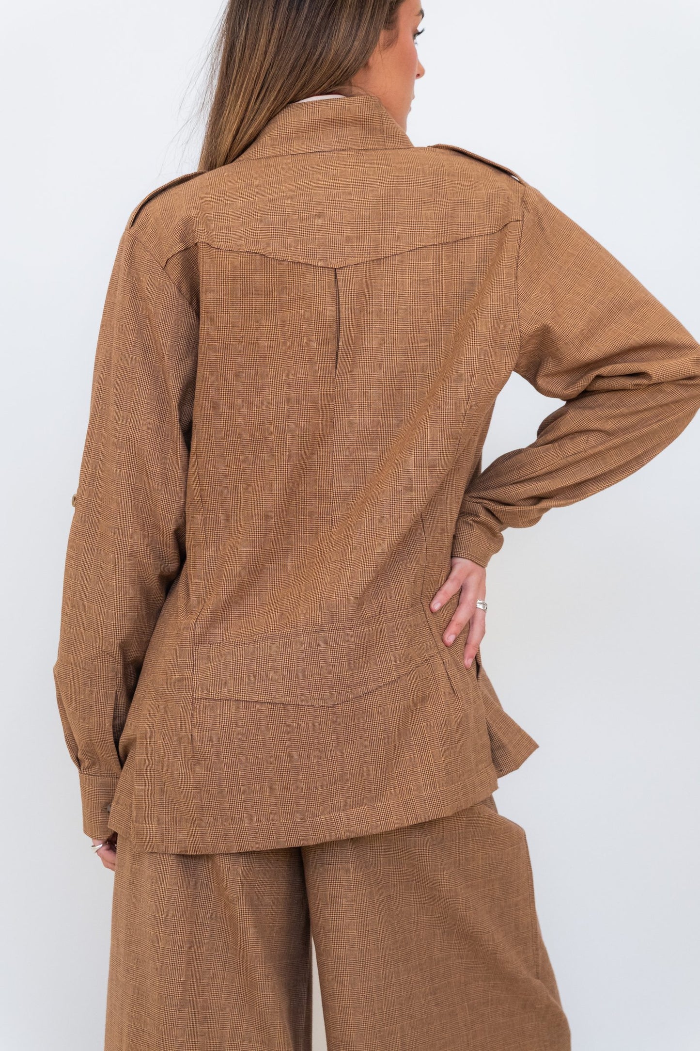 Chocolate Prince of Wales Cargo Jacket