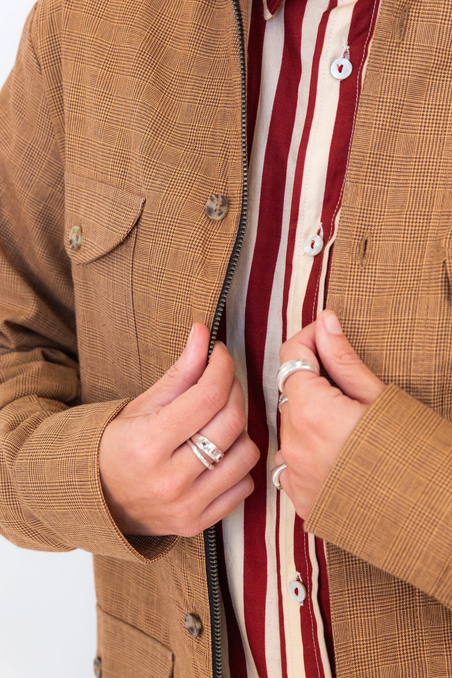 Chocolate Prince of Wales Cargo Jacket
