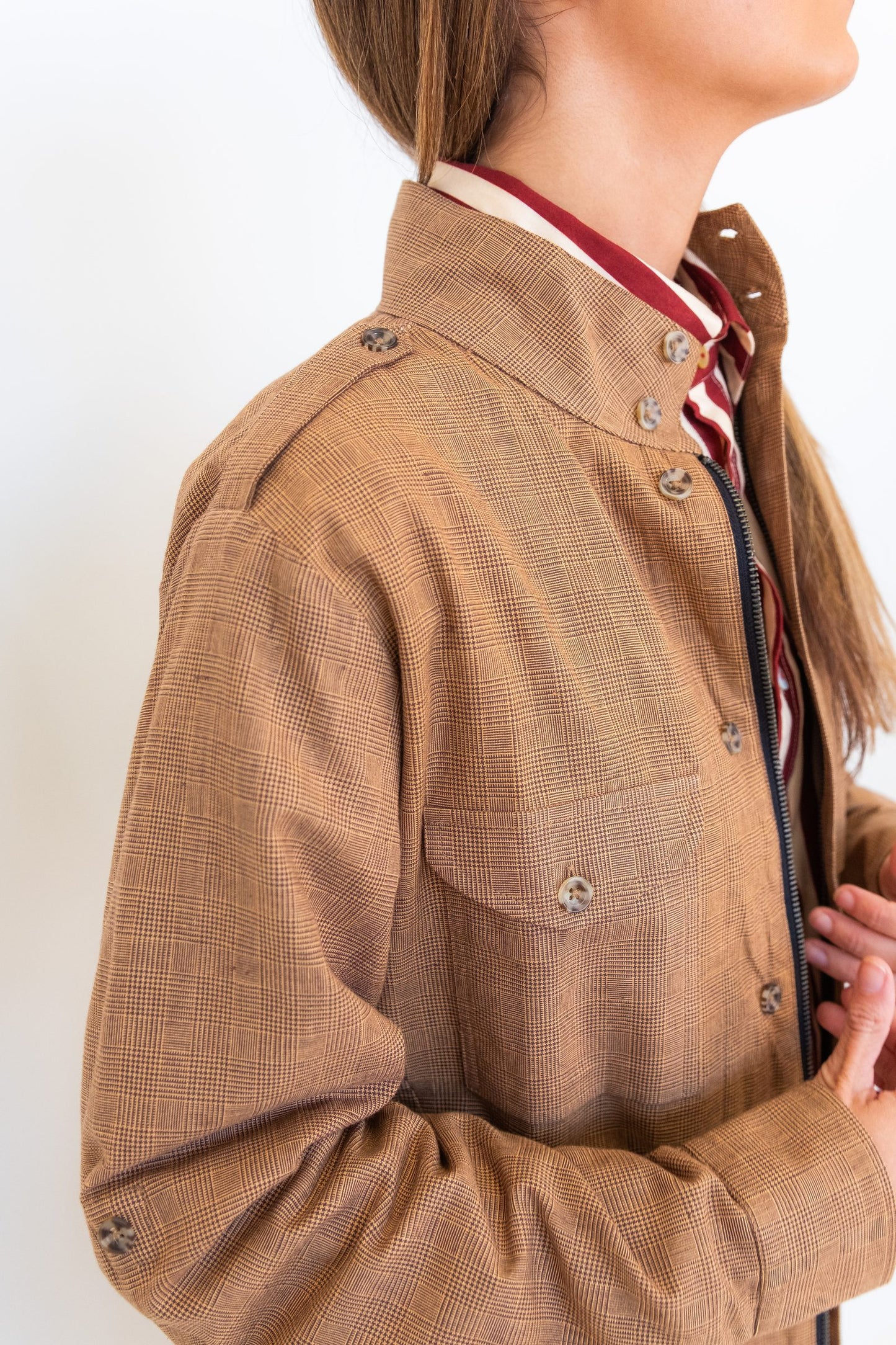 Chocolate Prince of Wales Cargo Jacket