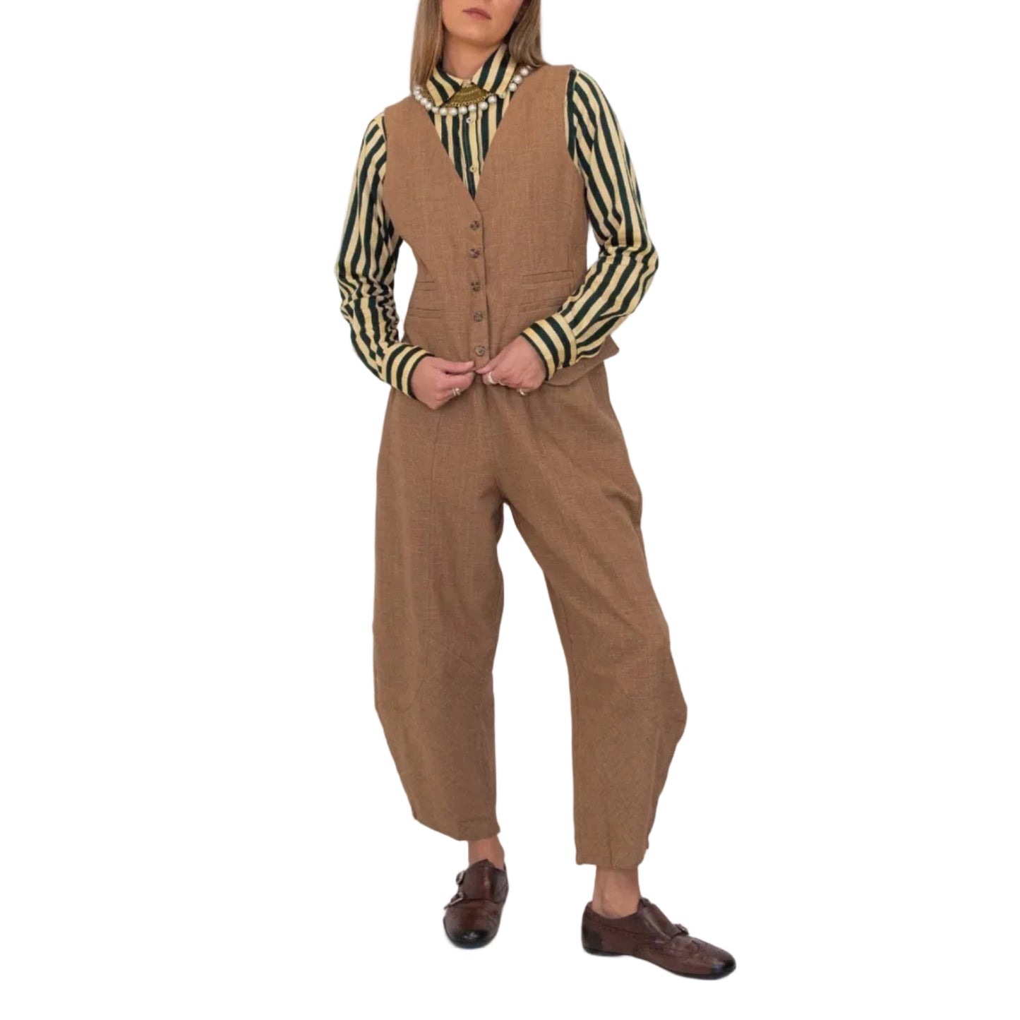 Chocolate Prince of Wales Barrel Pant