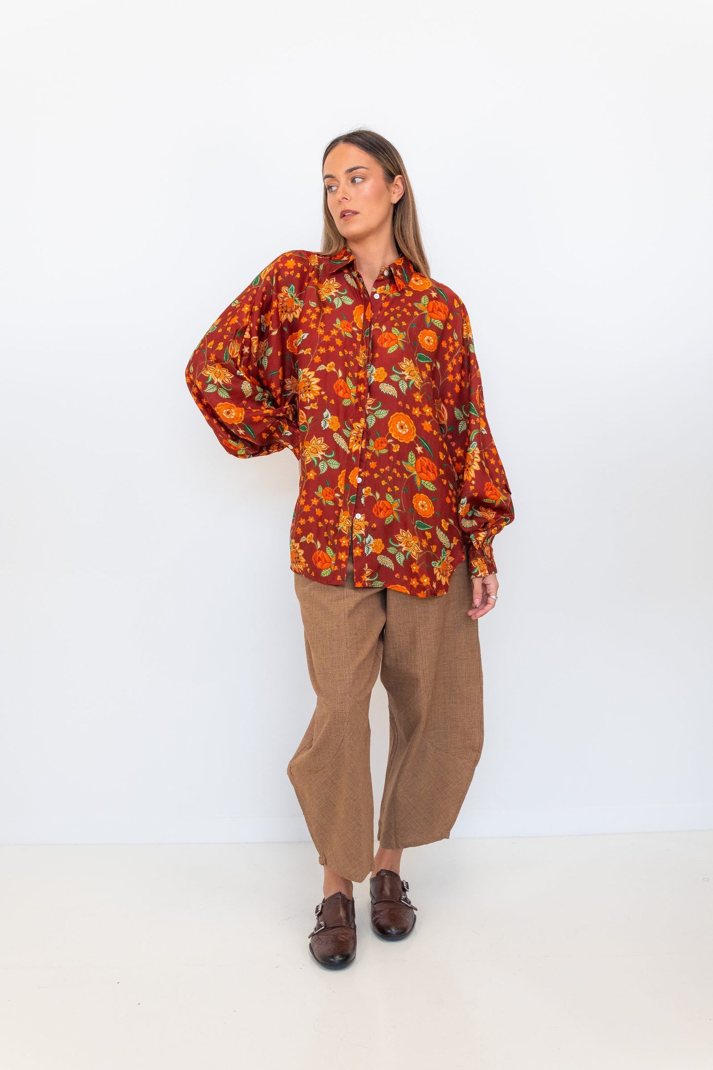 Butterfly Sleeve Shirt - Floral 01