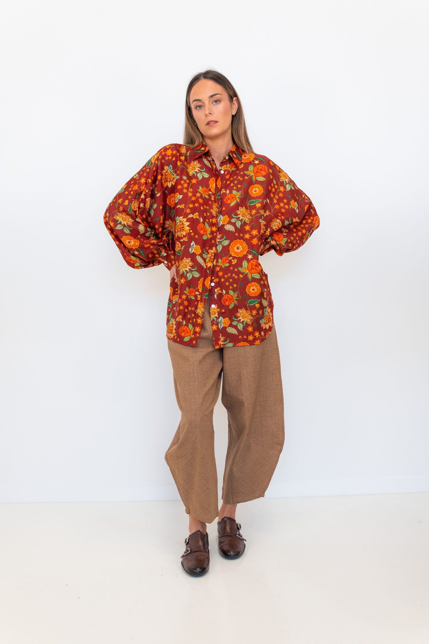 Butterfly Sleeve Shirt - Floral 01