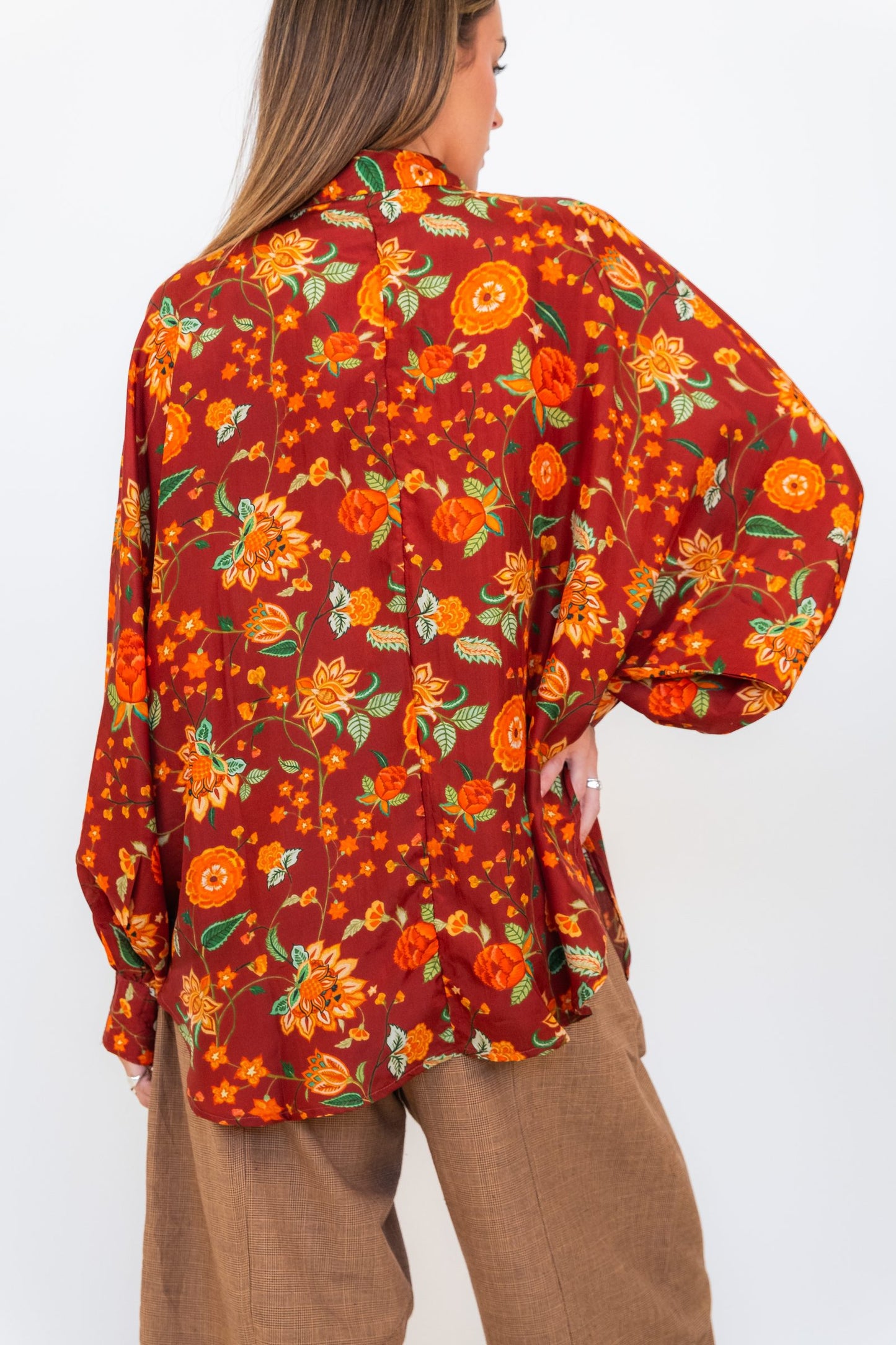 Butterfly Sleeve Shirt - Floral 01