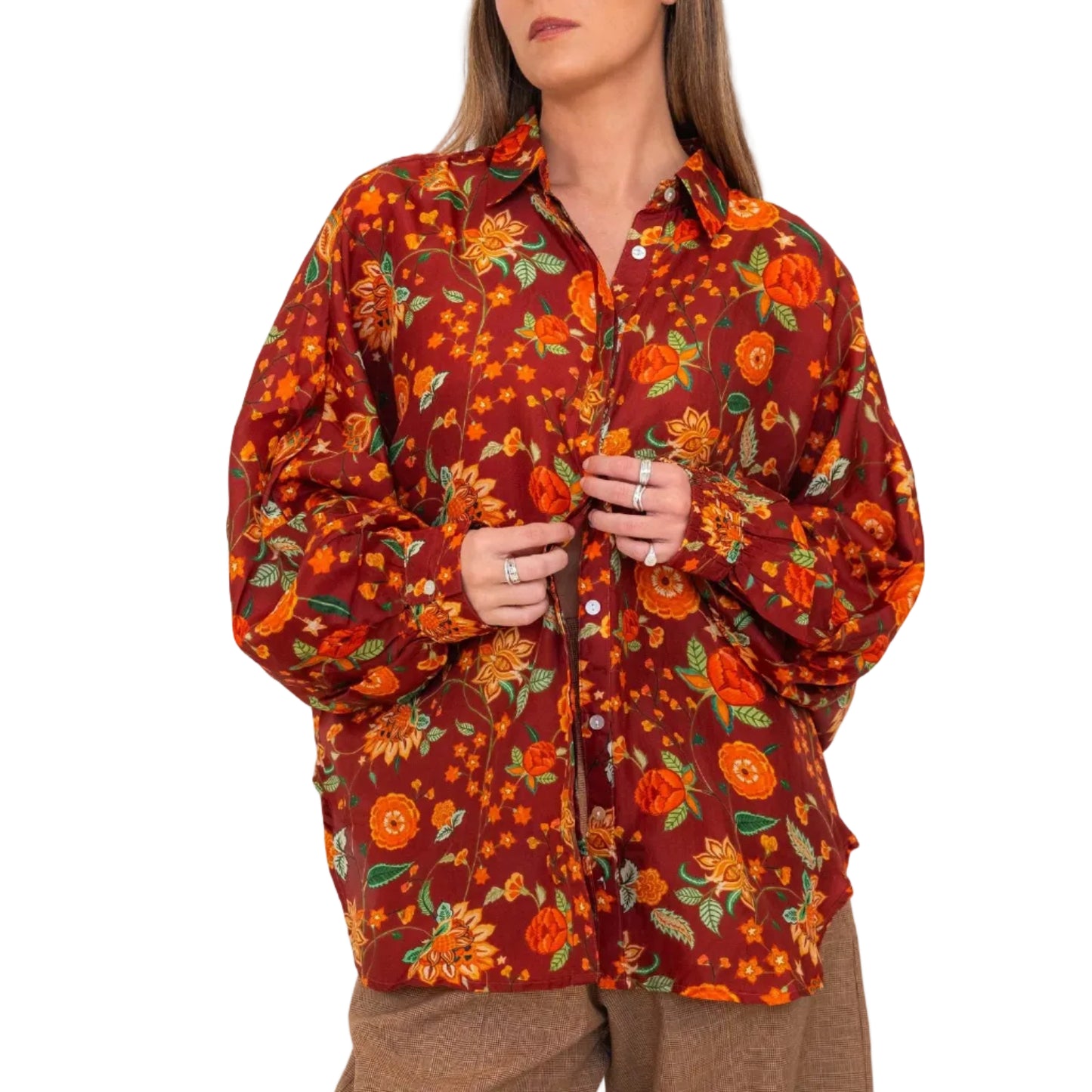 Butterfly Sleeve Shirt - Floral 01
