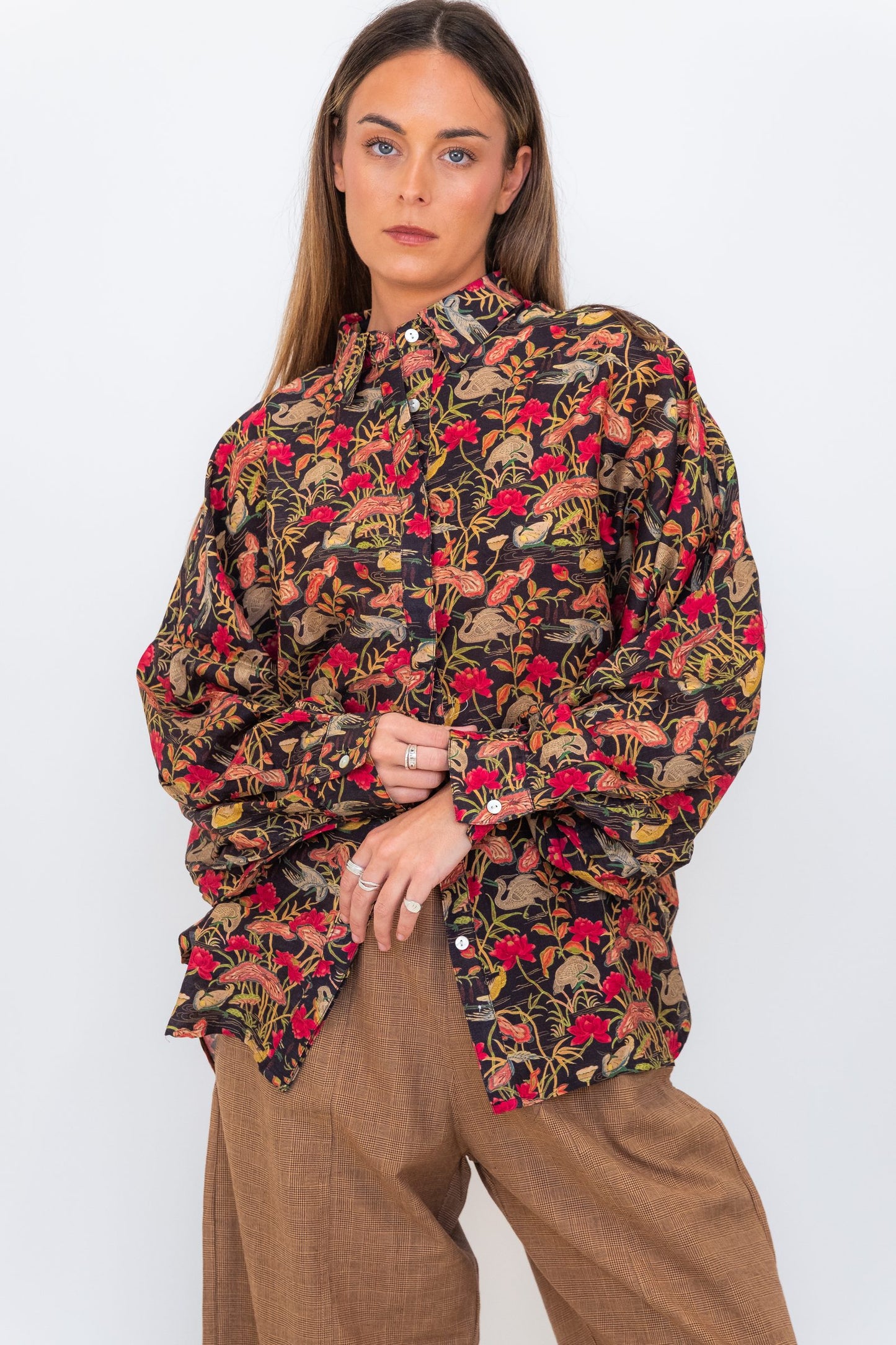 Butterfly Sleeve Shirt - Black garden — IT'S A FAD. Shirts & Tops from Noosa, Australia