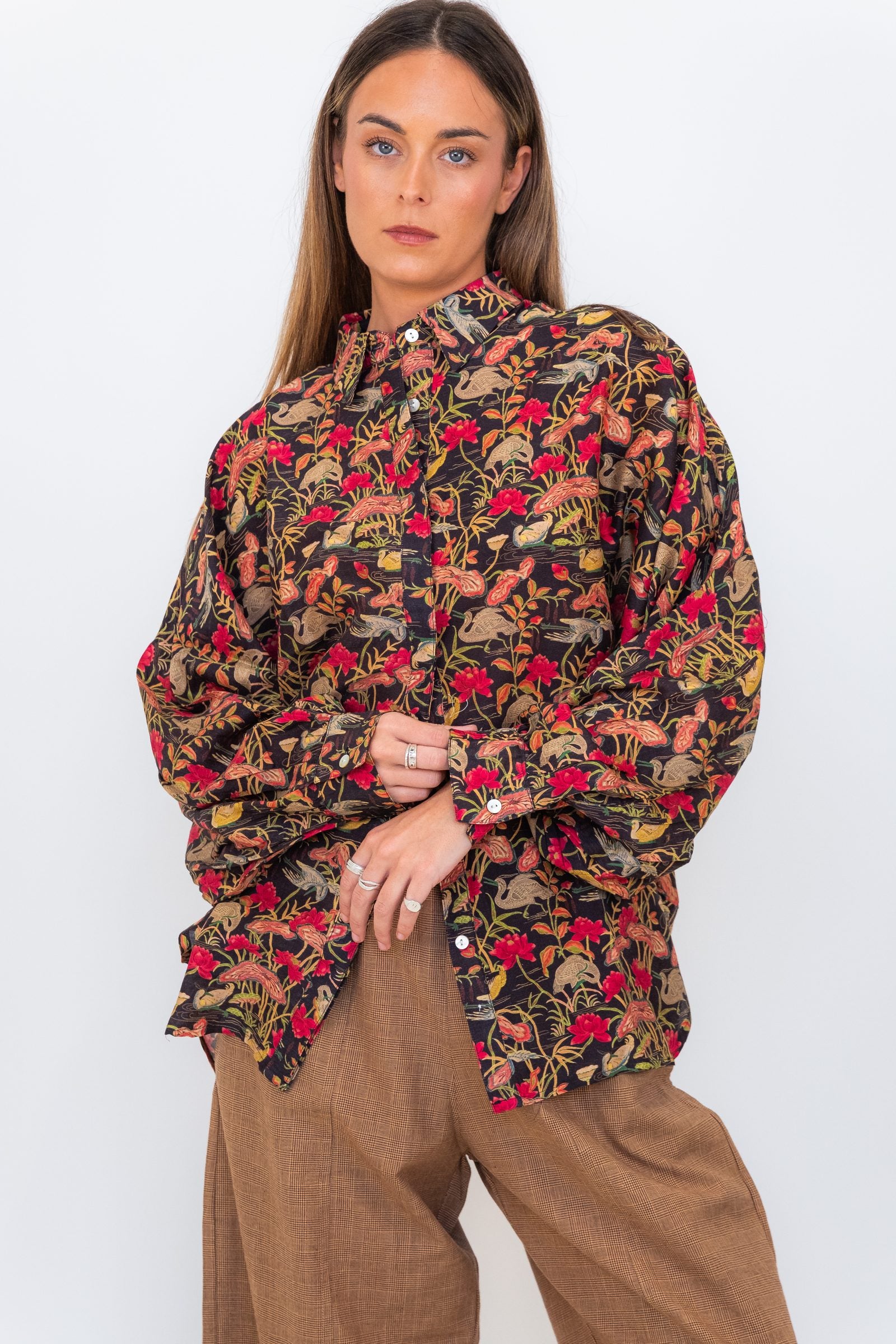 Butterfly Sleeve Shirt - Black garden — IT'S A FAD. Shirts & Tops from Noosa, Australia
