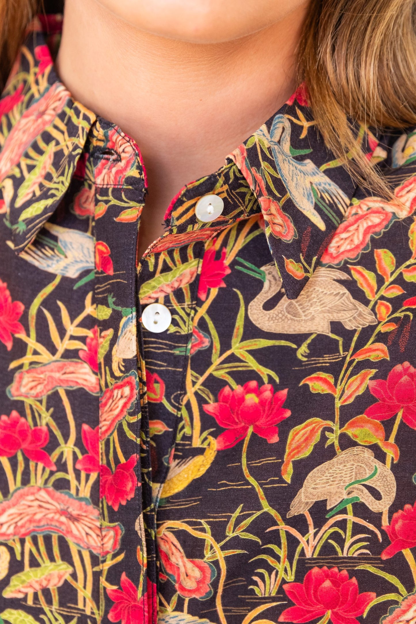 Butterfly Sleeve Shirt - Black garden