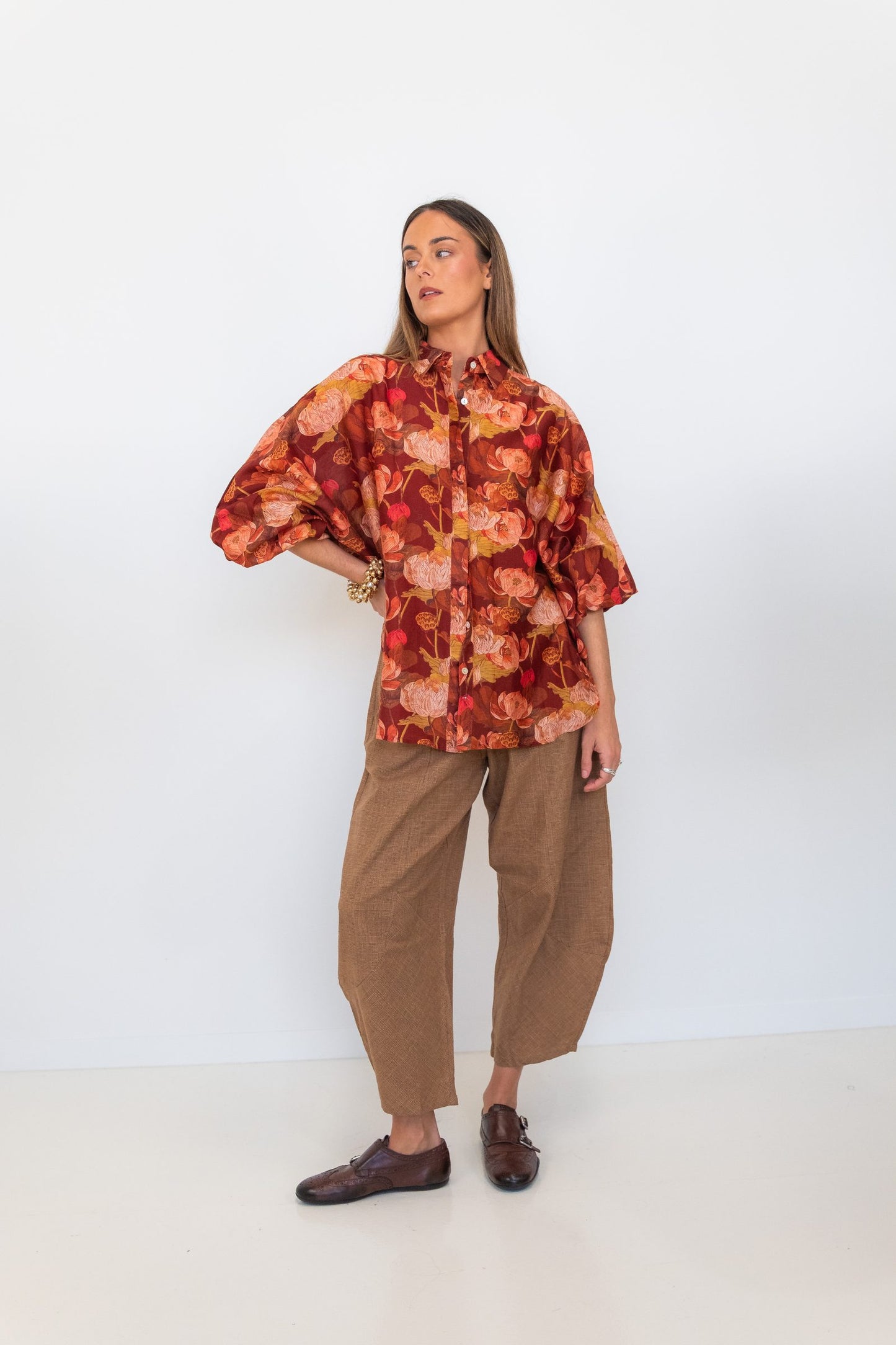 Butterfly Sleeve Shirt - Floral 02