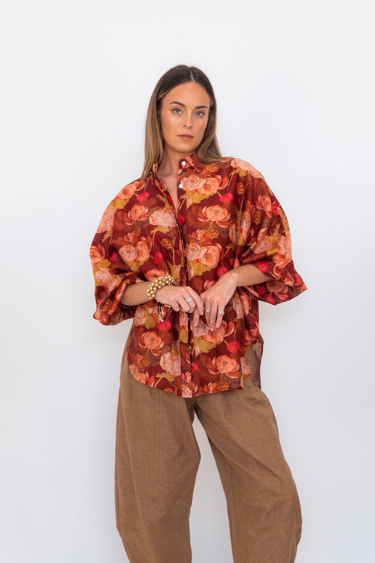 Butterfly Sleeve Shirt - Floral 02