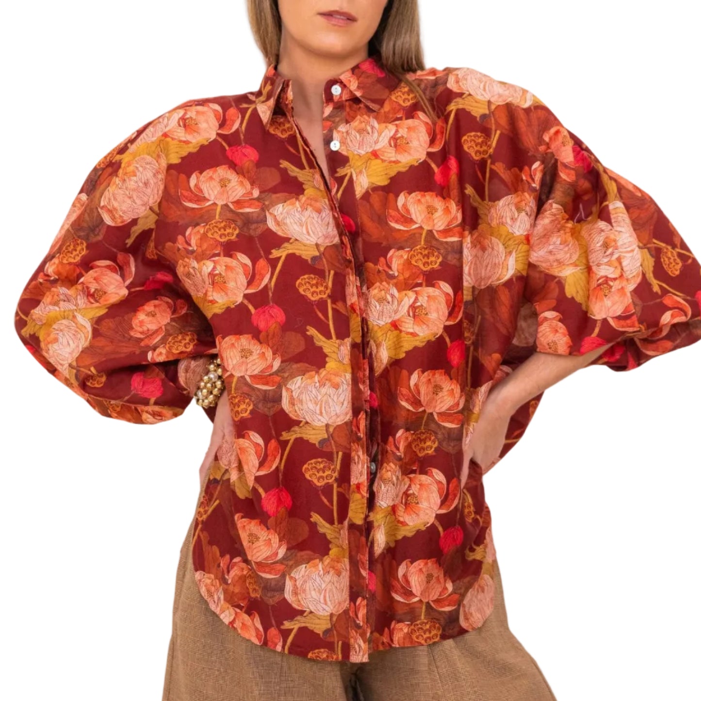 Butterfly Sleeve Shirt - Floral 02